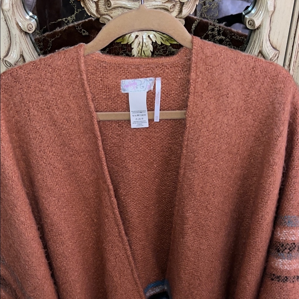Free People Rust and Blue Striped Wrap - Picture 4 of 7